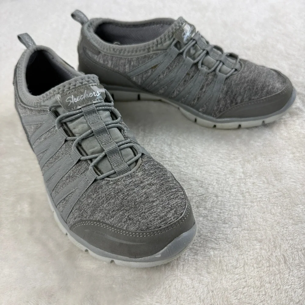Skechers Gratis Shake It Off Walking Sneakers Shoes Women 8 Gray Casual Comfort